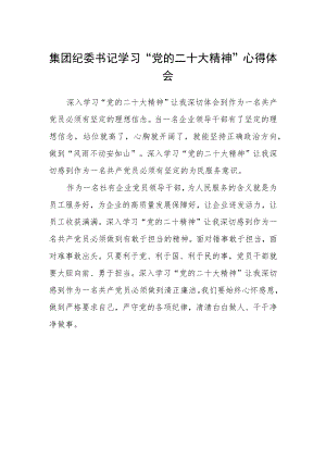 集团纪委书记学习“党的二十大精神”心得体会.docx