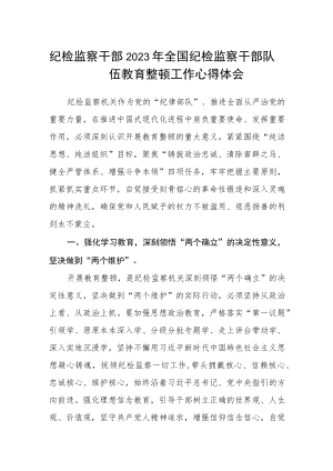 纪检监察干部2023年全国纪检监察干部队伍教育整顿工作心得体会.docx