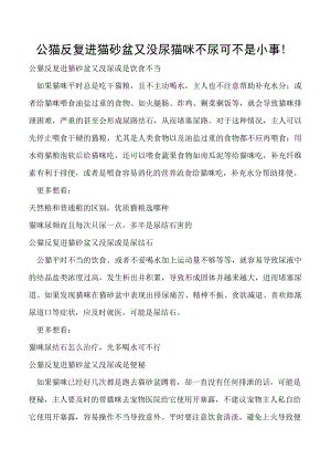 公猫反复进猫砂盆又没尿 猫咪不尿可不是小事！.docx