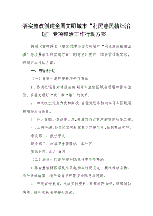 落实整改创建全国文明城市“利民惠民 精细治理”专项整治工作行动方案.docx