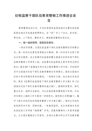 纪检监察干部队伍教育整顿工作推进会发言.docx