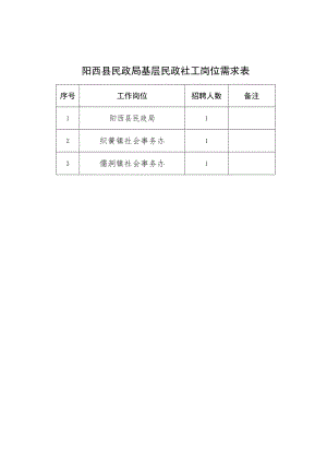 阳西县民政局基层民政社工岗位需求表.docx
