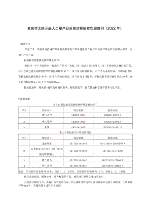 重庆市北碚区成人口罩产品质量监督抽查实施细则2022年.docx