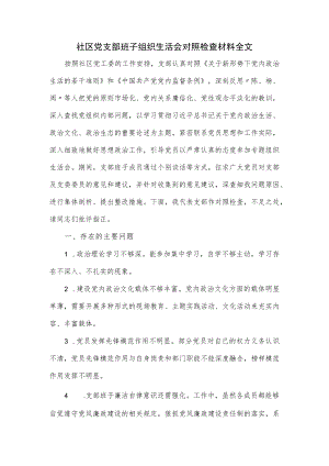 社区党支部班子组织生活会对照检查材料全文.docx