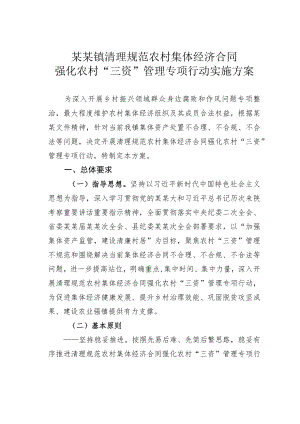 某某镇清理规范农村集体经济合同强化农村“三资”管理专项行动实施方案.docx