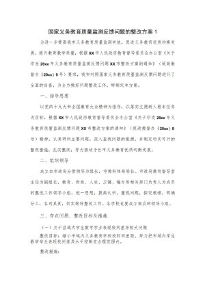 国家义务教育质量监测反馈问题的整改方案一.docx