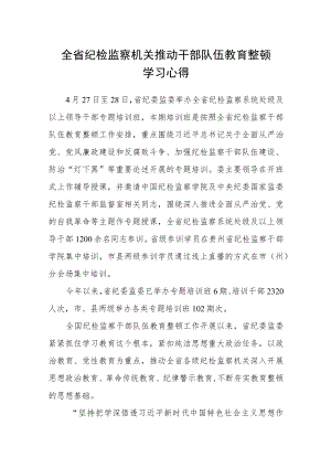 全省纪检监察机关推动干部队伍教育整顿学习心得.docx