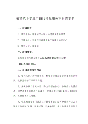 道滘镇下水道口拍门修复服务项目需求书.docx
