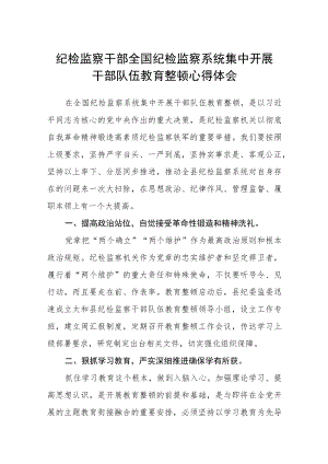 纪检监察干部全国纪检监察系统集中开展干部队伍教育整顿心得体会合集（三篇）.docx