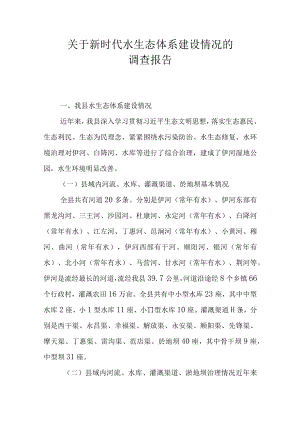 关于新时代水生态体系建设情况的调查报告.docx