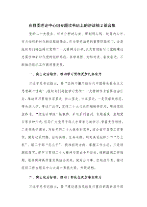 在县委理论中心组专题读书班上的讲话稿2篇合集.docx