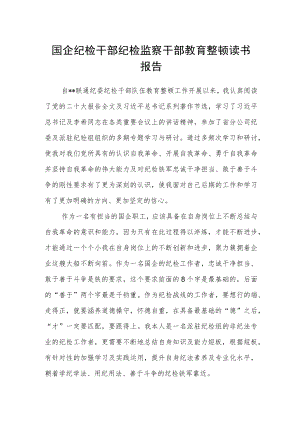 国企纪检干部纪检监察干部教育整顿读书报告.docx