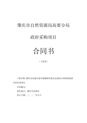 肇庆市自然资源局高要分局政府采购项目合同书.docx