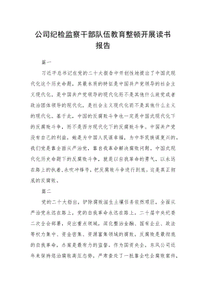 公司纪检监察干部队伍教育整顿开展读书报告四篇.docx