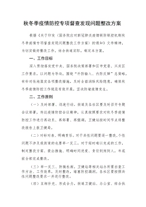 秋冬季疫情防控专项督查发现问题整改方案.docx