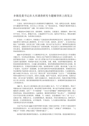 乡镇党委书记在大兴调查研究专题辅导班上的发言.docx