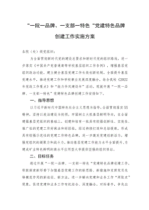 “一院一品牌、一支部一特色”党建特色品牌创建工作实施方案.docx