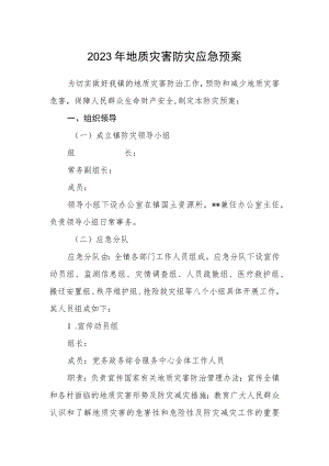 2023年地质灾害防灾应急预案.docx