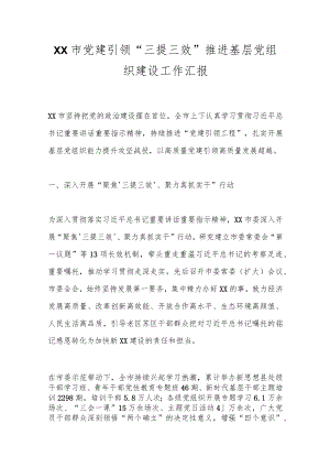 XX市党建引领“三提三效”推进基层党组织建设工作汇报.docx