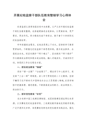 2023开展纪检监察干部队伍教育整顿学习心得体会（参考范文三篇）.docx