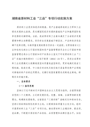 《湖南省原材料工业“三品”专项行动实施方案》.docx
