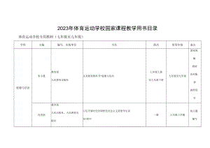 2023年体育运动学校国家课程教学用书目录.docx