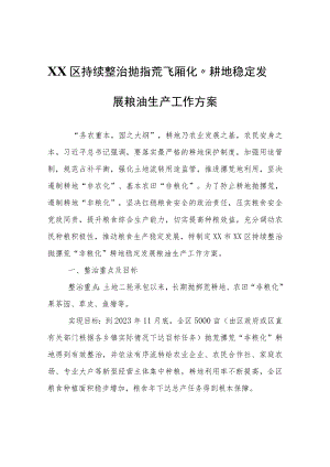 XX区持续整治抛撂荒“非粮化”耕地稳定发展粮油生产工作方案.docx