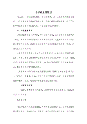 小学班主任计划.docx