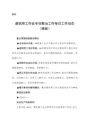 建筑焊工专项整治工作每日工作动态.docx