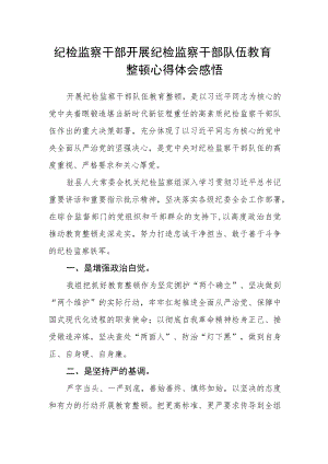 纪检监察干部开展纪检监察干部队伍教育整顿心得体会感悟.docx