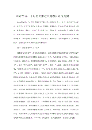 研讨交流：下足功夫 推进主题教育走深走实.docx
