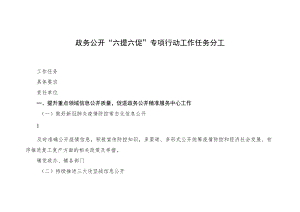 政务公开“六提六促”专项行动工作任务分工.docx