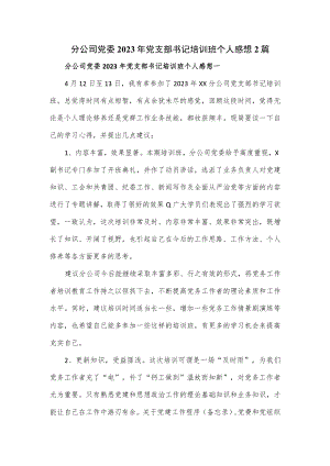 分公司党委2023年党支部书记培训班个人感想2篇.docx