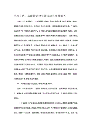 学习有感：高质量党建引领边境县乡村振兴.docx