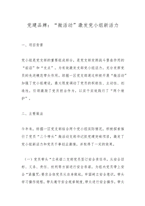 党建品牌：“微活动”激发党小组新活力.docx