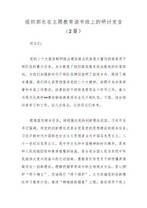 （2篇）组织部长在主题教育读书班上的研讨发言稿.docx