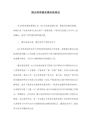 国企高质量发展经验做法.docx