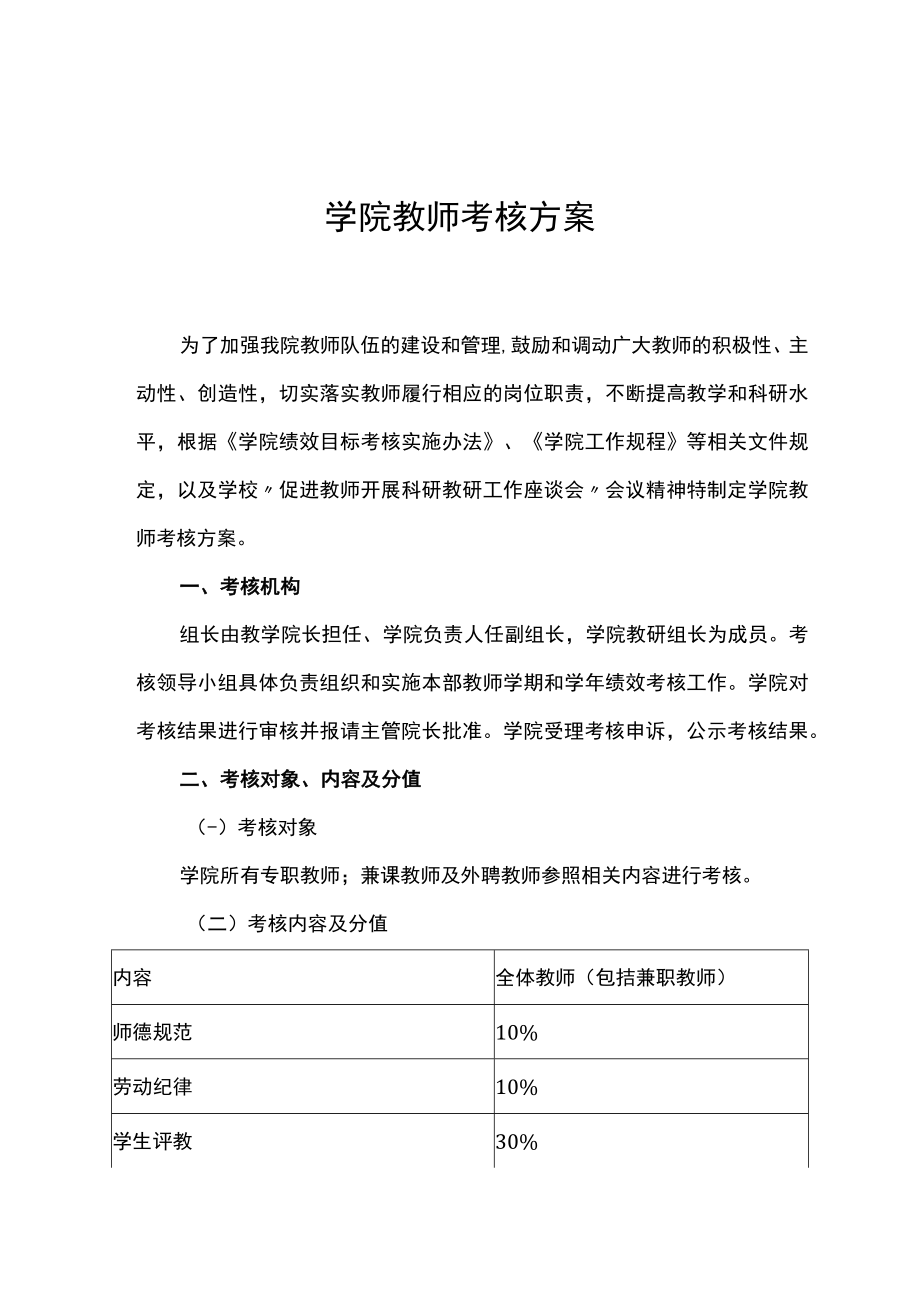 学院教师考核方案.docx_第1页