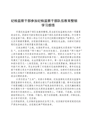 纪检监察干部参加纪检监察干部队伍教育整顿学习感悟三篇模板.docx