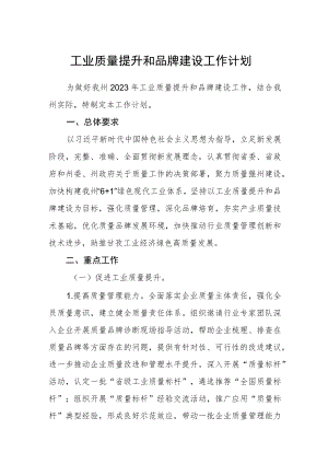 工业质量提升和品牌建设工作计划.docx