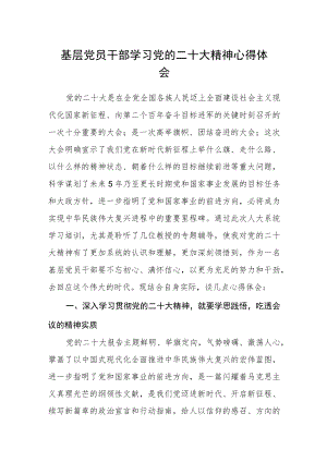 基层党员干部学习党的二十大精神心得体会.docx