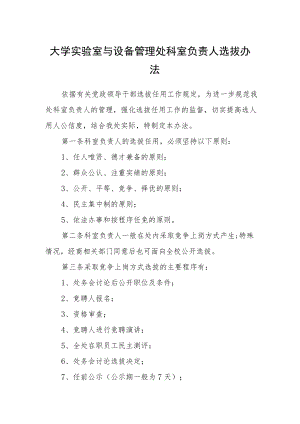 大学实验室与设备管理处科室负责人选拔办法.docx