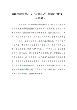 派出所所长学习【“三抓三促”行动进行时】心得体会.docx