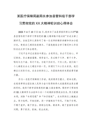 某医疗保障局副局长参加县管科级干部学习贯彻党的XX大精神轮训班心得体会.docx