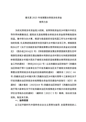 班戈县2023年统筹整合财政涉农资金使用方案.docx