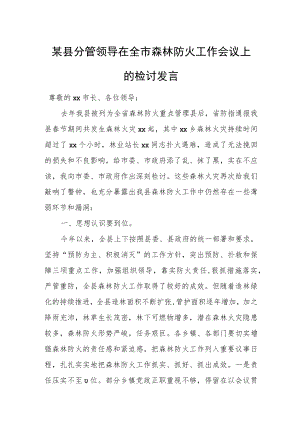 某县分管领导在全市森林防火工作会议上的检讨发言.docx