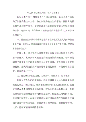 街道社区党员干部学习新安全生产法心得体会 （5份）.docx