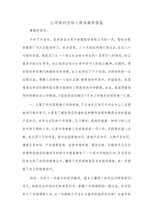 公司培训总结心得3篇供借鉴.docx