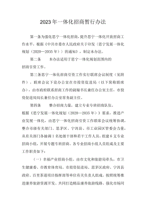 2023年一体化招商暂行办法.docx