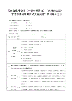 闽东畲族博物馆宁德市博物馆“美好的生活——宁德市博物馆藏吉祥文物展览”项目评分方法.docx